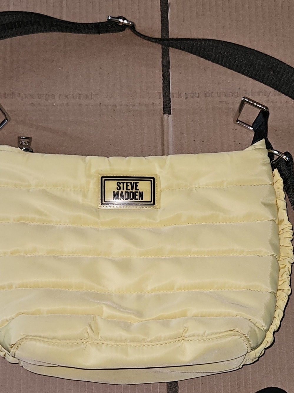 Steve Madden Yellow Quilted Nylon North Crossbody Bag Puffer Purse